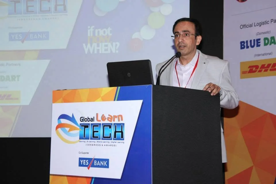 Naveen Shukla speaking at the Global Learn Tech Congress